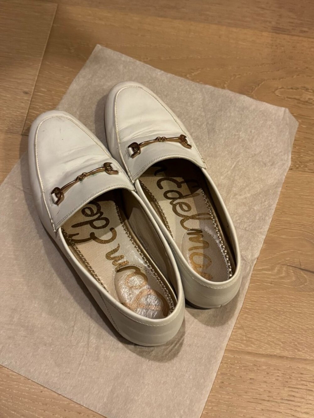 Sam Edelman White Horsebit Loafers Women's US 6